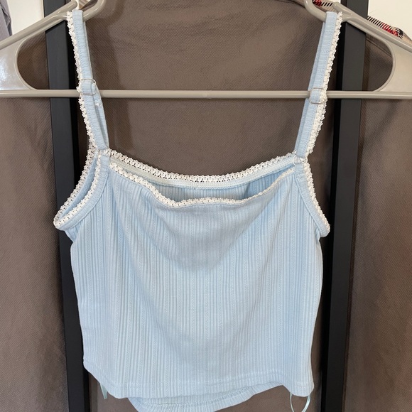 Sky to Moon Lacy Baby Blue Crop Tank - Picture 2 of 6